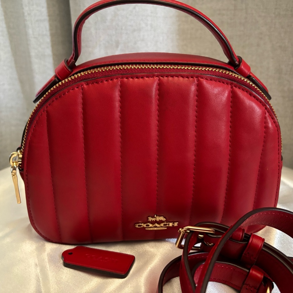 NWOT! Coach Red Quilted Dome Crossbody Bag with Gold Hardware
